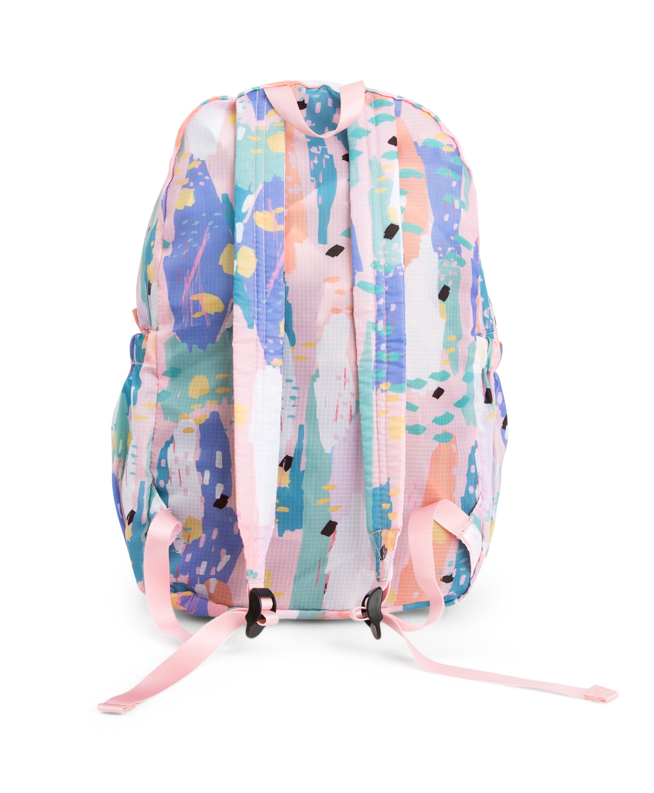 Neon-Pink Pocket Front Functional Backpack